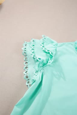 image-Beau Blue Layered Ric Rac Cap Sleeve Filled Neck Blouse