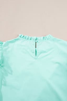 image-Beau Blue Layered Ric Rac Cap Sleeve Filled Neck Blouse