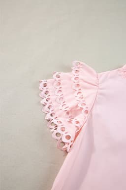 image-Beau Blue Layered Ric Rac Cap Sleeve Filled Neck Blouse