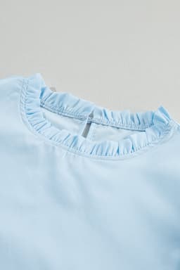 image-Beau Blue Layered Ric Rac Cap Sleeve Filled Neck Blouse