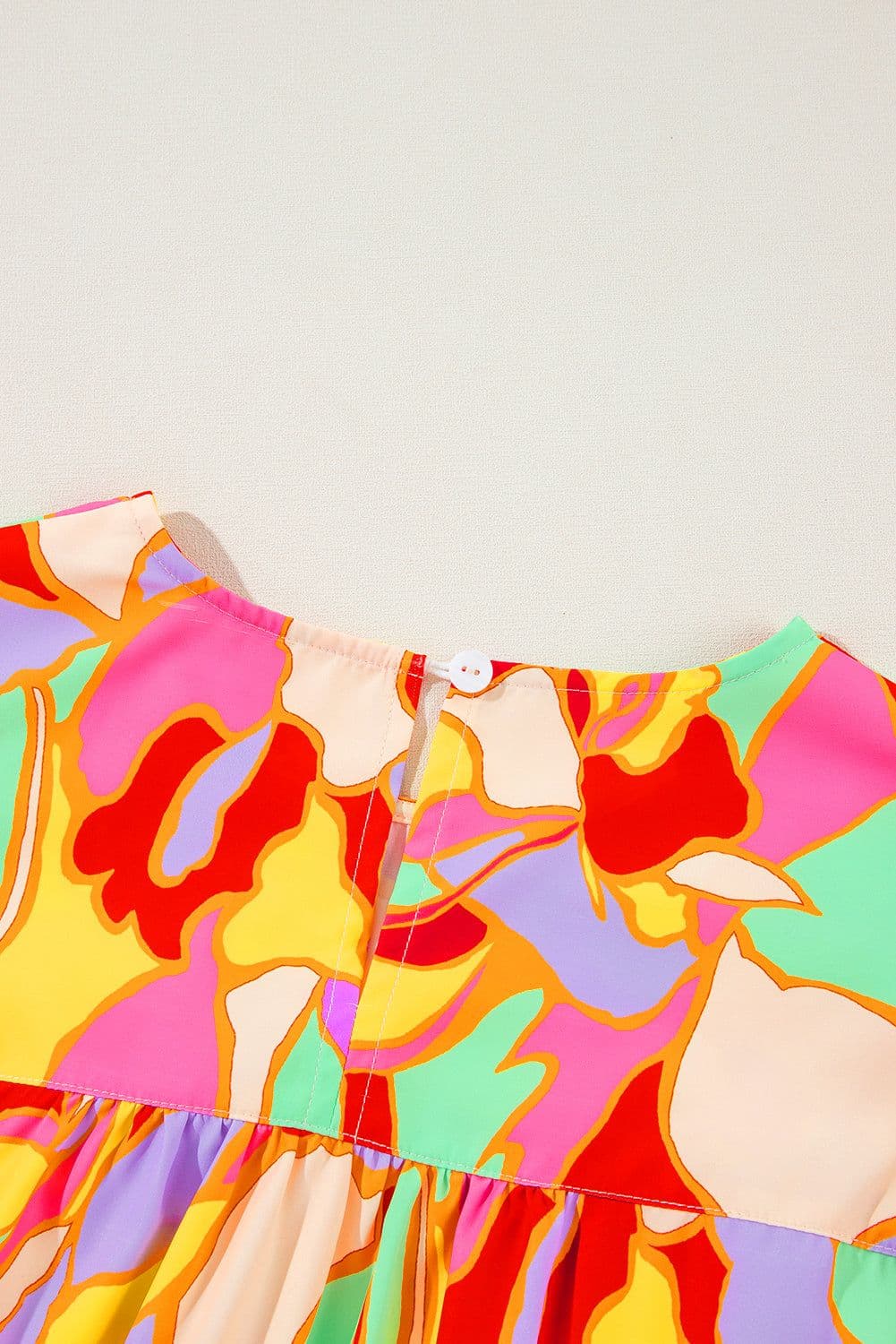image-Yellow Abstract Print Puff Sleeve Blouse