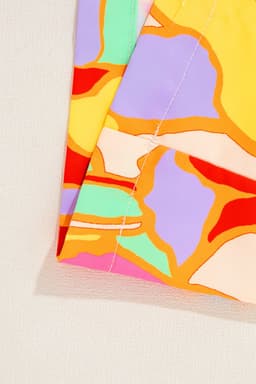 image-Yellow Abstract Print Puff Sleeve Blouse