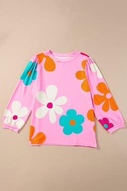 image-Apricot Cute Flower Print Bracelet Sleeve Top