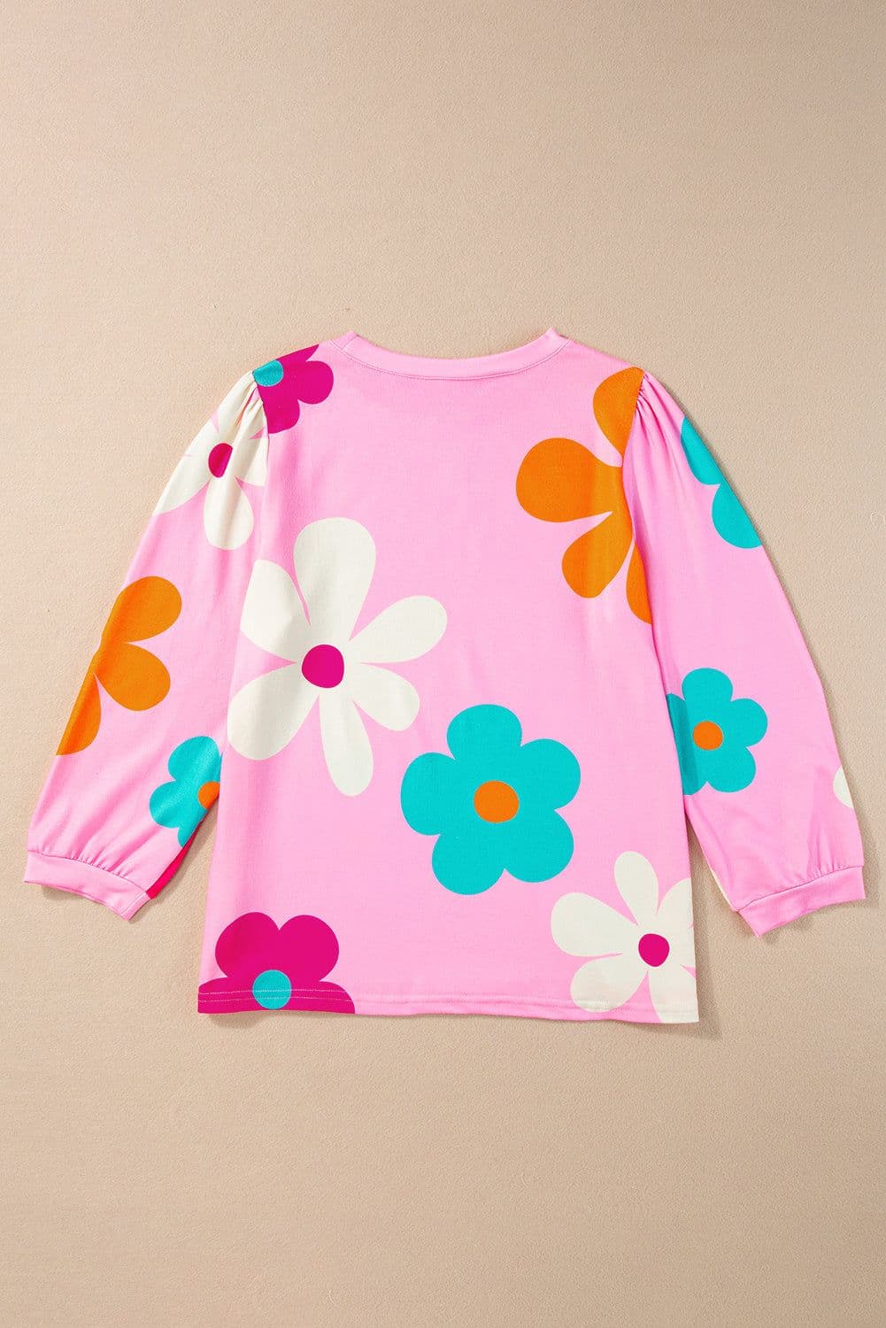 image-Apricot Cute Flower Print Bracelet Sleeve Top