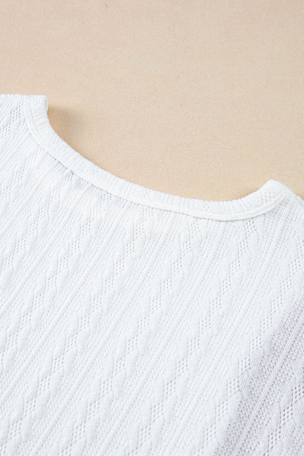 image-Light Blue Textured Color Block Loose Fit T Shirt