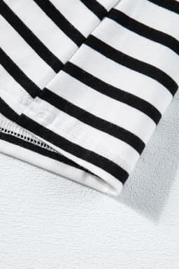 image-White Stripe Butterfly Sleeve V Neck Hollowed Knot Back T Shirt