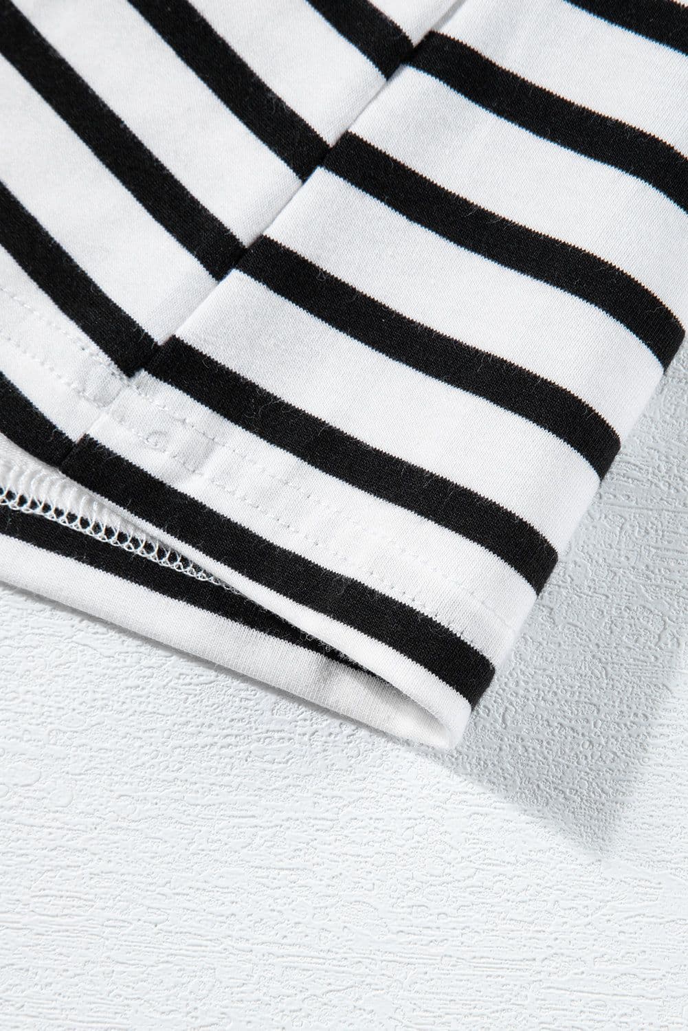 image-White Stripe Butterfly Sleeve V Neck Hollowed Knot Back T Shirt