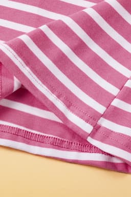 image-White Stripe Butterfly Sleeve V Neck Hollowed Knot Back T Shirt