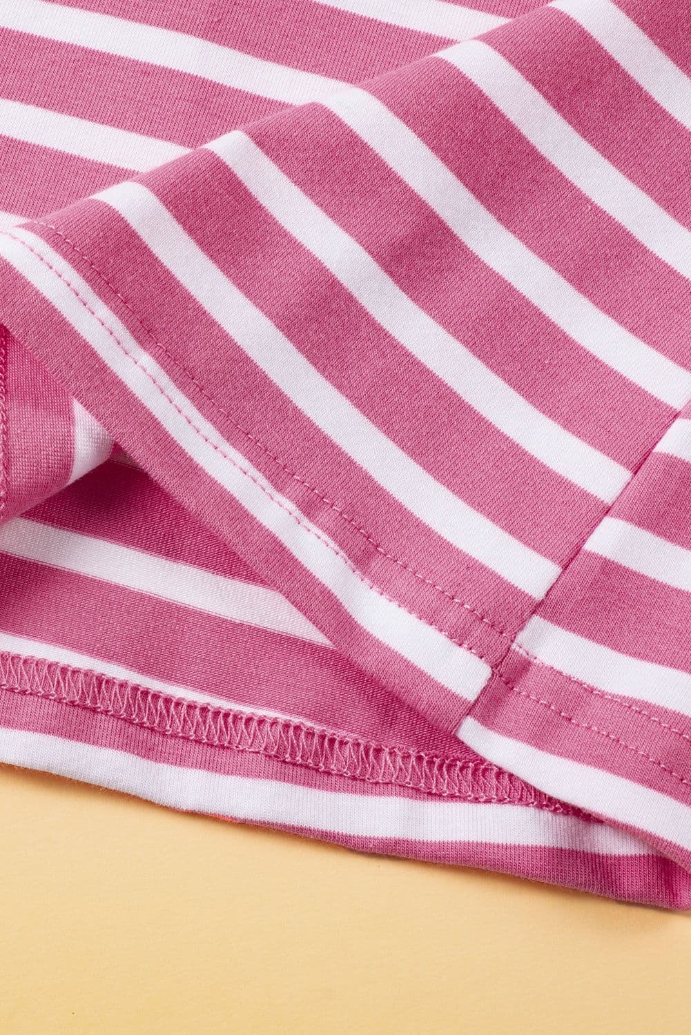 image-White Stripe Butterfly Sleeve V Neck Hollowed Knot Back T Shirt