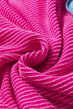 image-Bright Pink Textured Contrast Trim Round Neck T Shirt