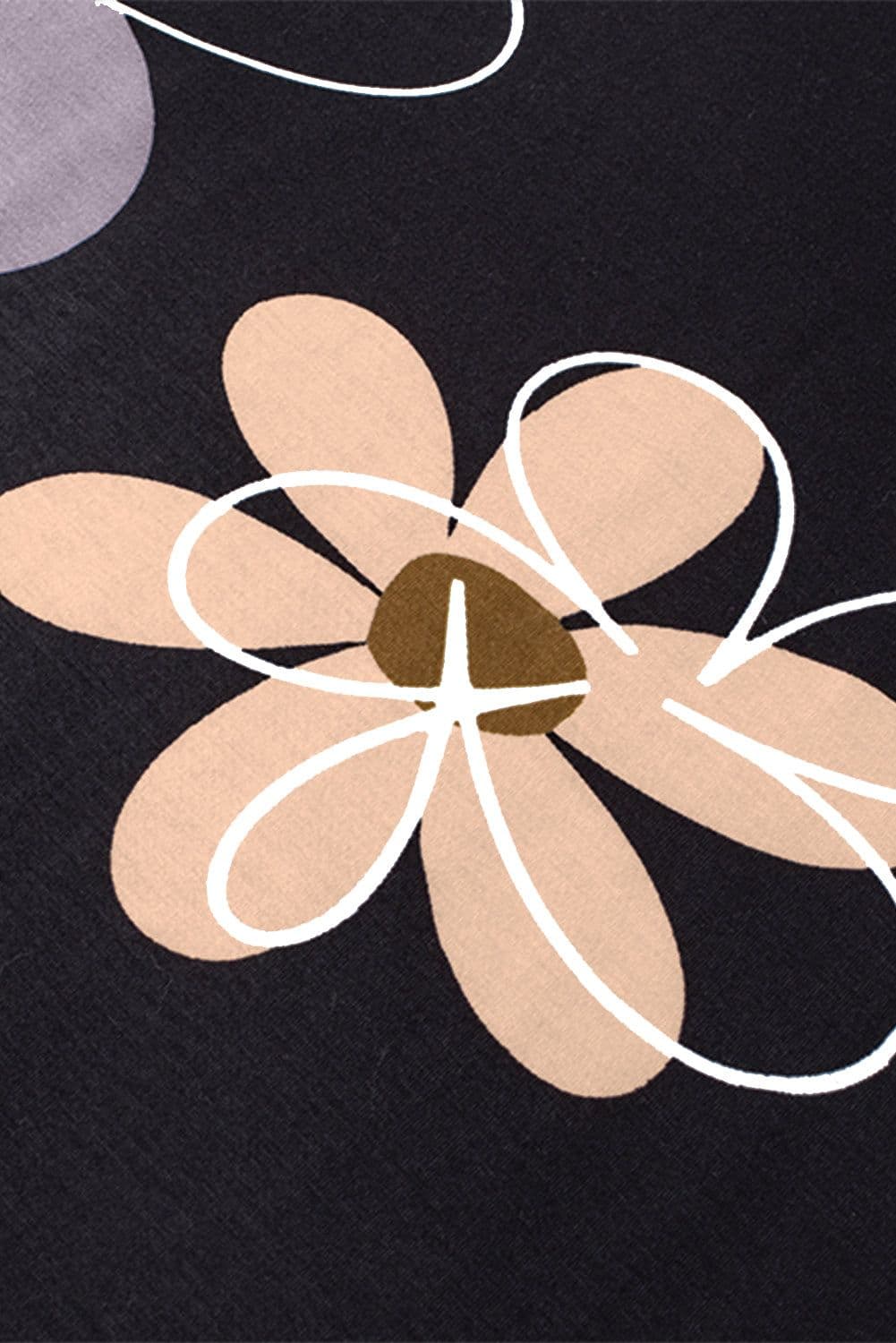 image-Beige Summer Flower Print Casual Round Neck T Shirt