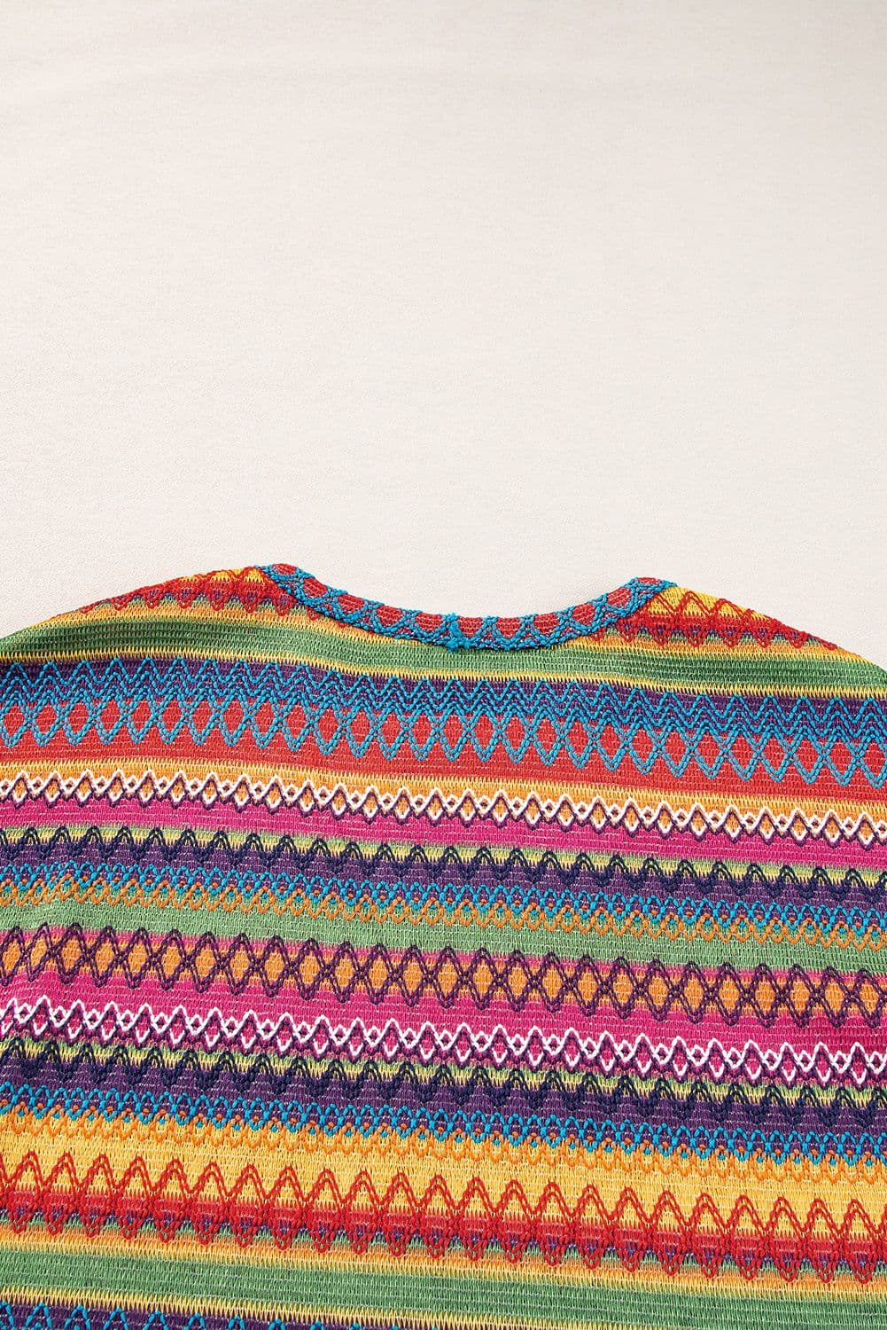 image-Rose Red Multicolor Jacquard Geo Long Sleeve T Shirt