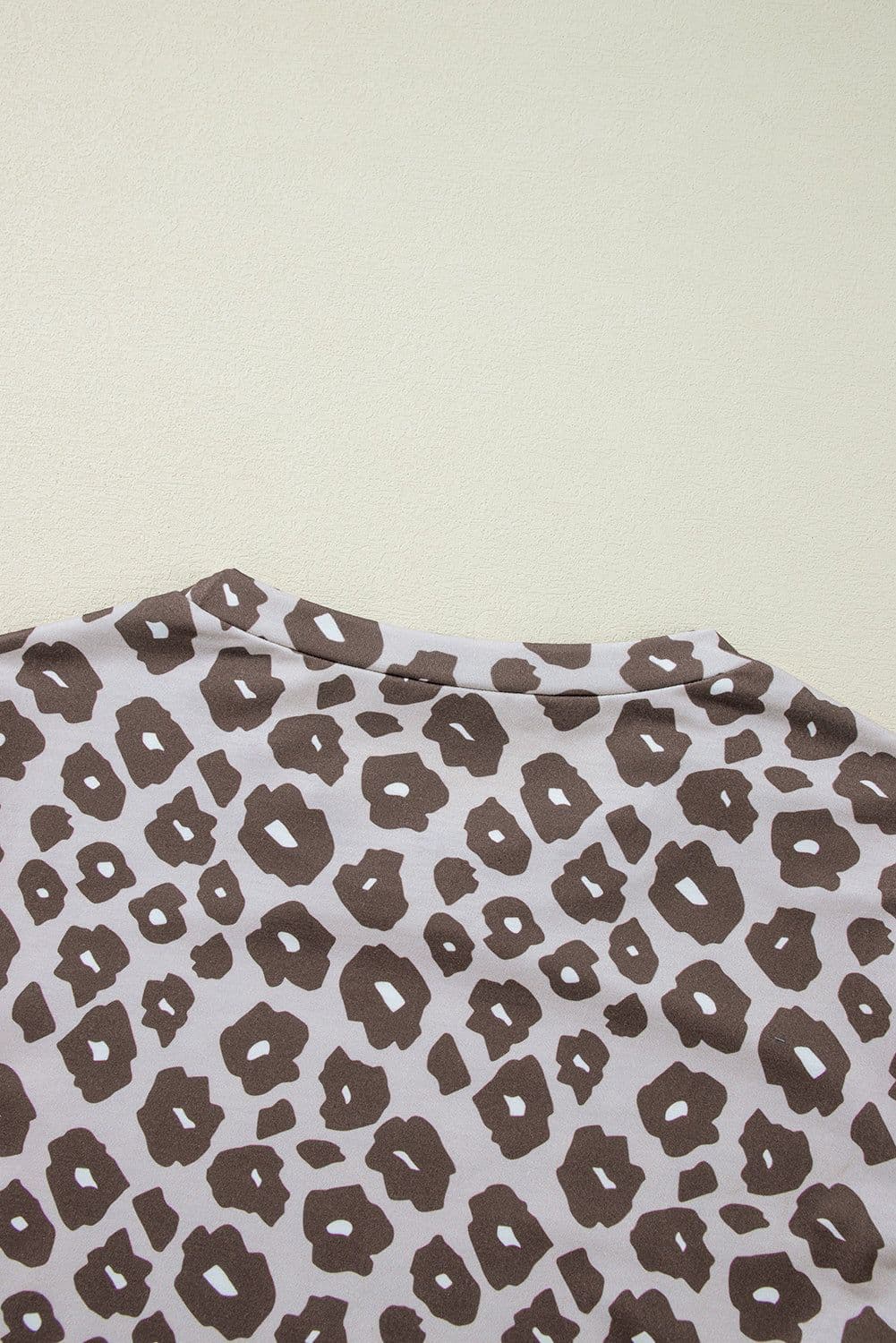 image-Brown Leopard Color Block Crewneck Long Sleeve Top