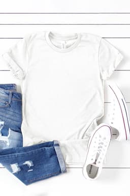 image-White Solid Color Crew Neck Tee