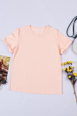 image-White Solid Color Crew Neck Tee