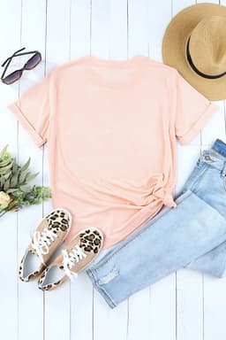 image-White Solid Color Crew Neck Tee