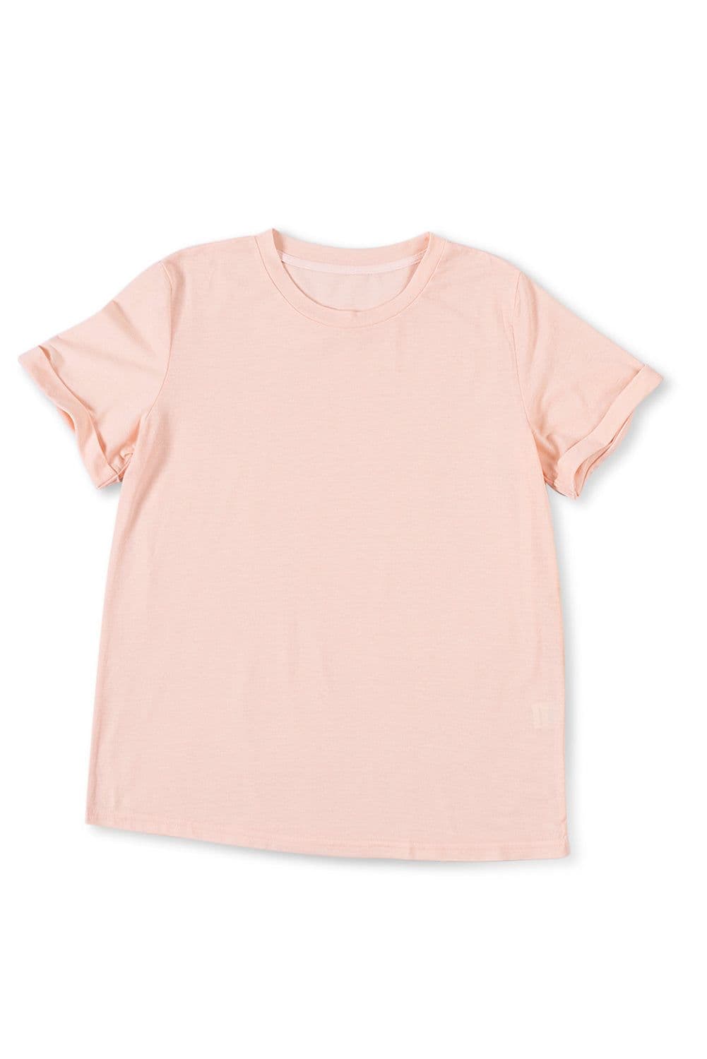 image-White Solid Color Crew Neck Tee