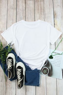 image-White Solid Color Crew Neck Tee