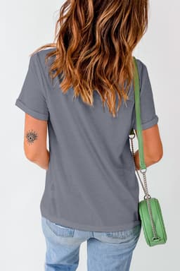 image-White Solid Color Crew Neck Tee