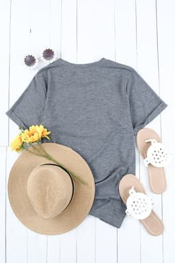 image-White Solid Color Crew Neck Tee