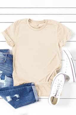 image-White Solid Color Crew Neck Tee