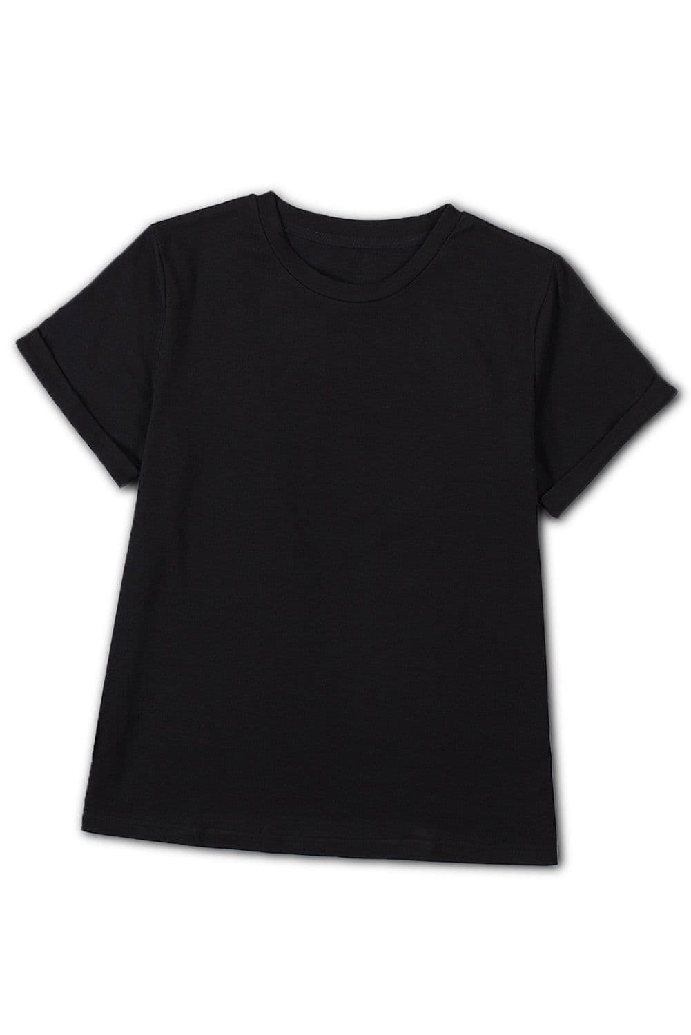 image-White Solid Color Crew Neck Tee