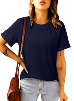 image-White Solid Color Crew Neck Tee