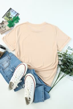 image-White Solid Color Crew Neck Tee