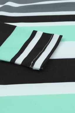 image-Green Striped Drawstring Long Sleeve Hoodie