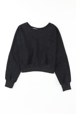 image-Rose Acid Wash V-shape Open Back Sweatshirt