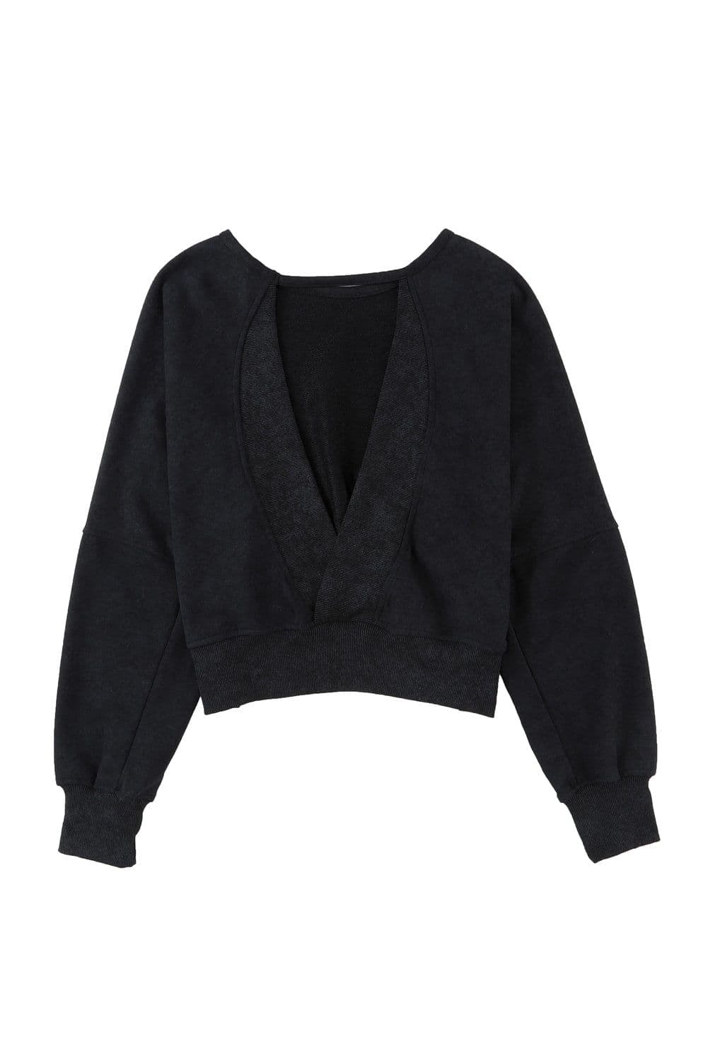 image-Rose Acid Wash V-shape Open Back Sweatshirt