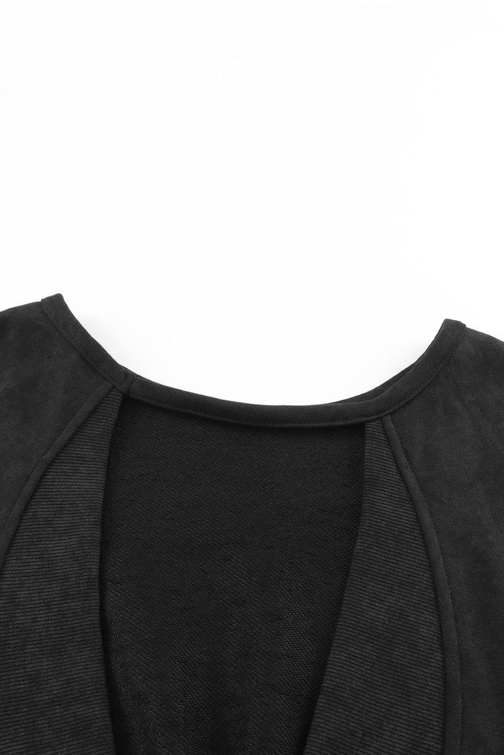 image-Rose Acid Wash V-shape Open Back Sweatshirt