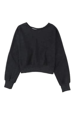image-Rose Acid Wash V-shape Open Back Sweatshirt