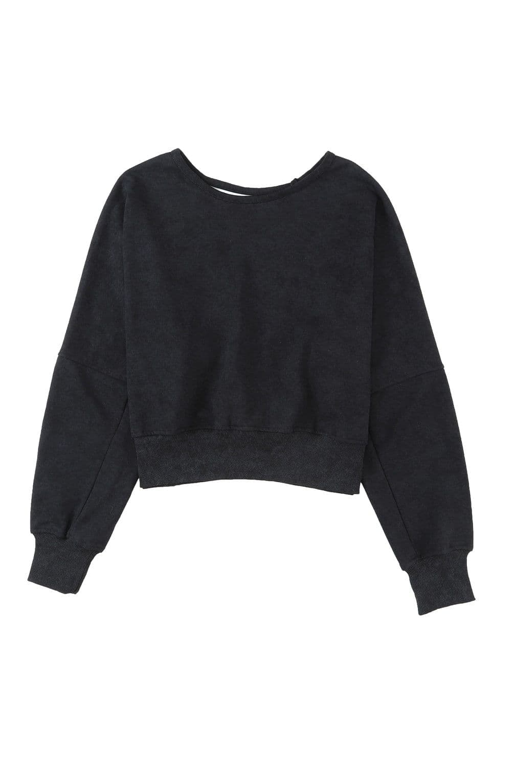 image-Rose Acid Wash V-shape Open Back Sweatshirt