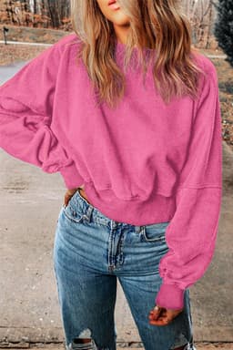 image-Rose Acid Wash V-shape Open Back Sweatshirt