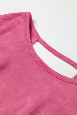 image-Rose Acid Wash V-shape Open Back Sweatshirt