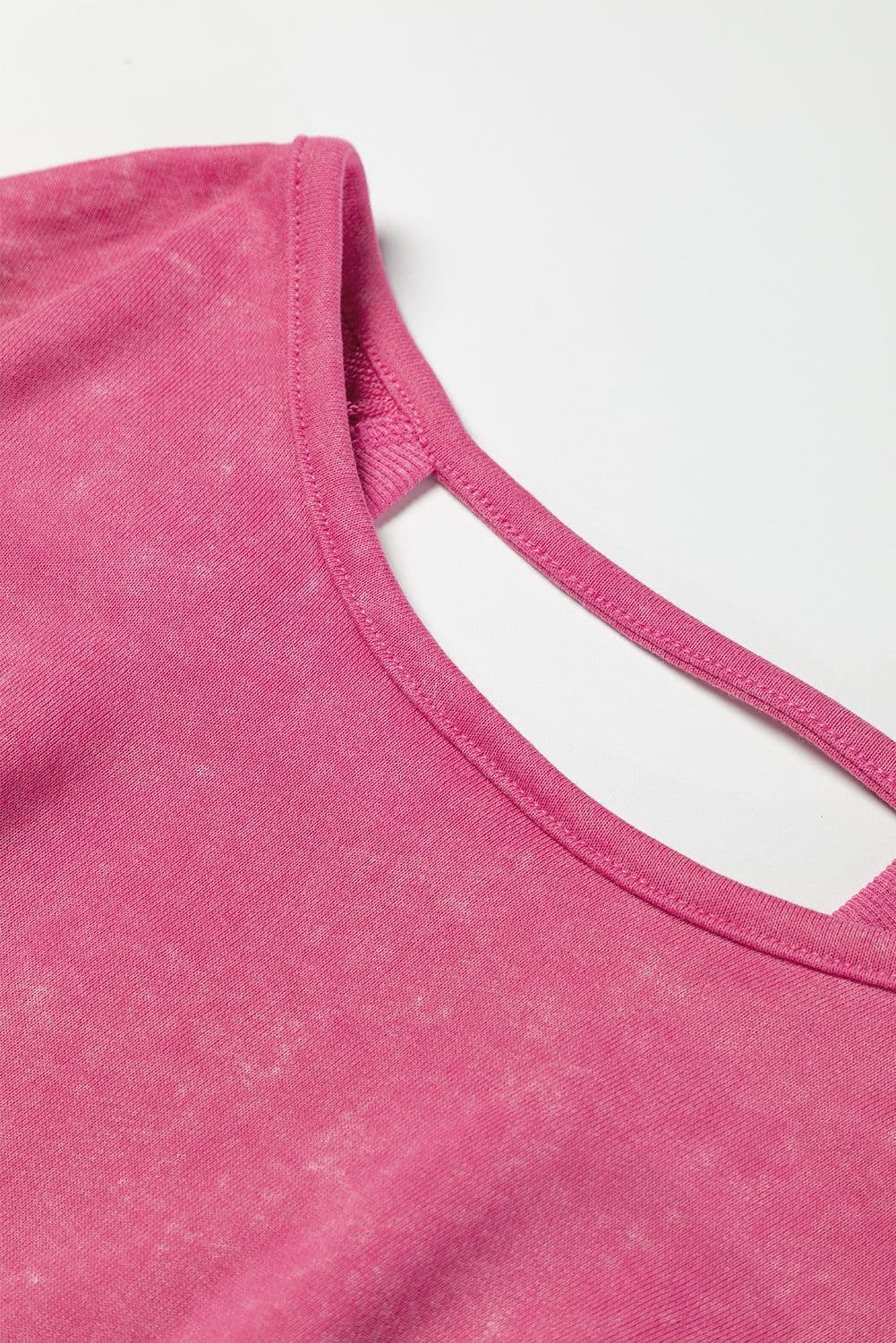 image-Rose Acid Wash V-shape Open Back Sweatshirt