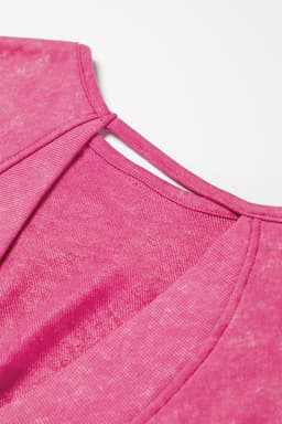 image-Rose Acid Wash V-shape Open Back Sweatshirt