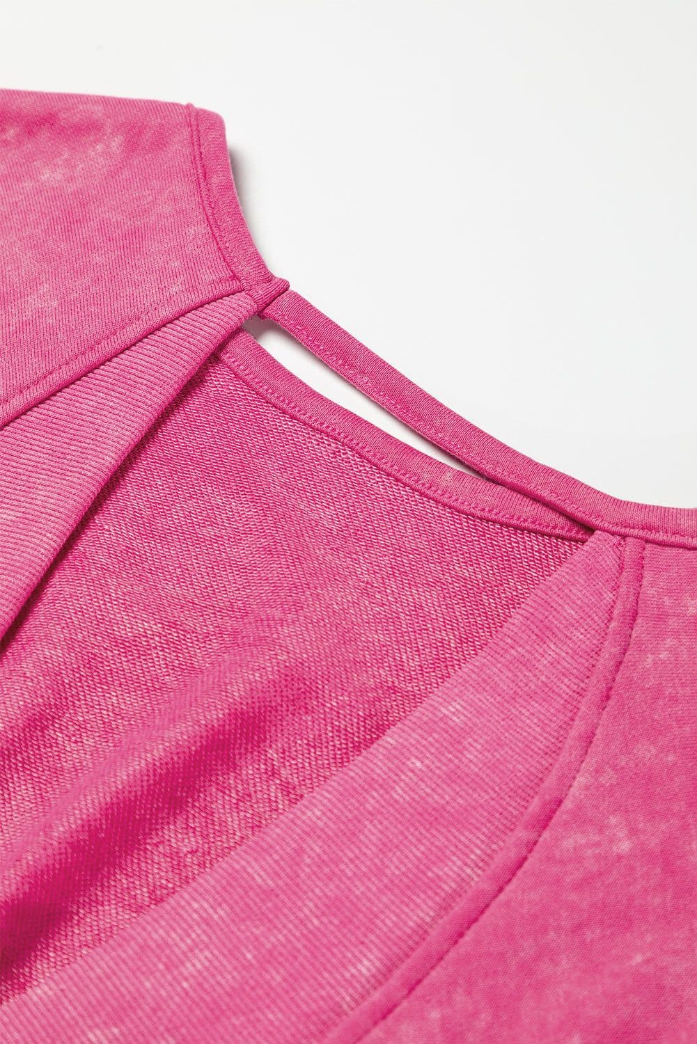 image-Rose Acid Wash V-shape Open Back Sweatshirt