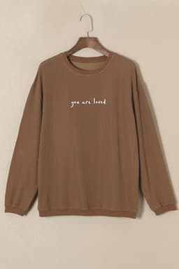 image-Khaki You Are Loved Print Corduroy Sweatshirt