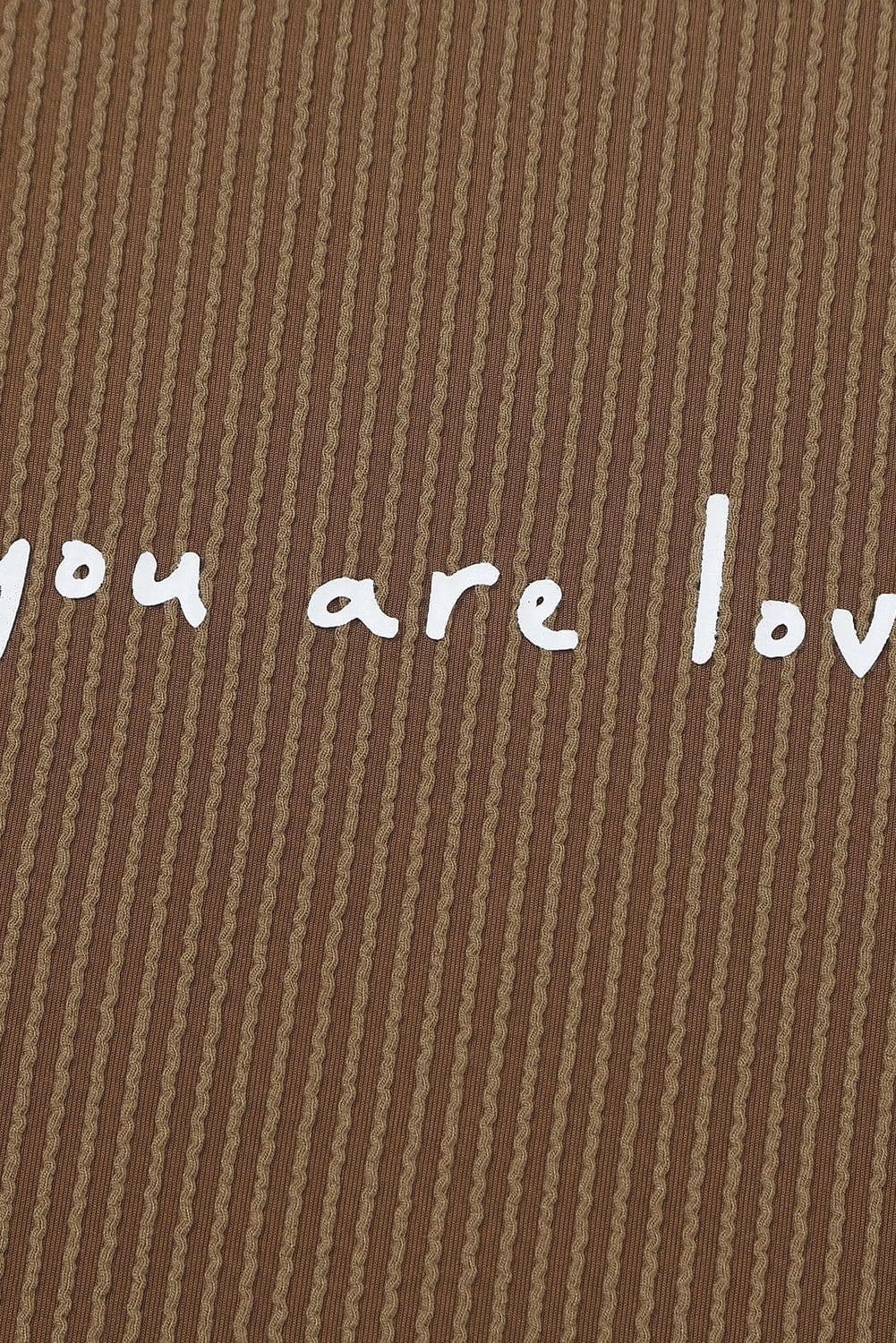 image-Khaki You Are Loved Print Corduroy Sweatshirt