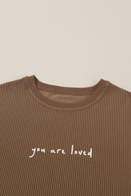 image-Khaki You Are Loved Print Corduroy Sweatshirt