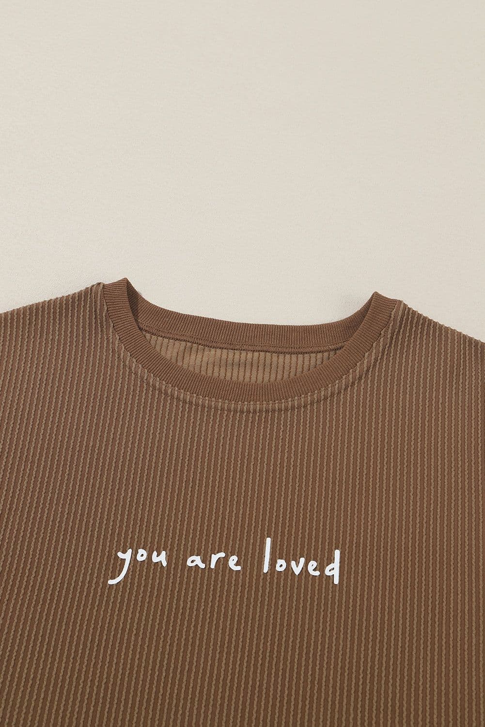 image-Khaki You Are Loved Print Corduroy Sweatshirt