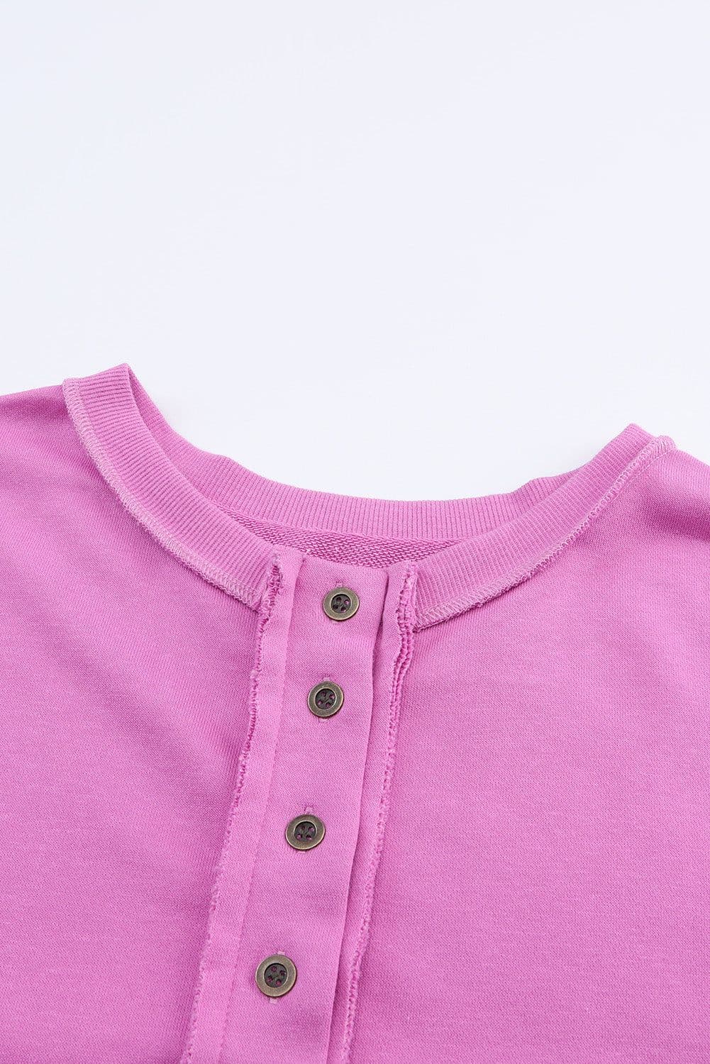 image-Purple Oversized Exposed Seam Henley Sweatshirt