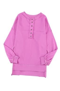 image-Purple Oversized Exposed Seam Henley Sweatshirt