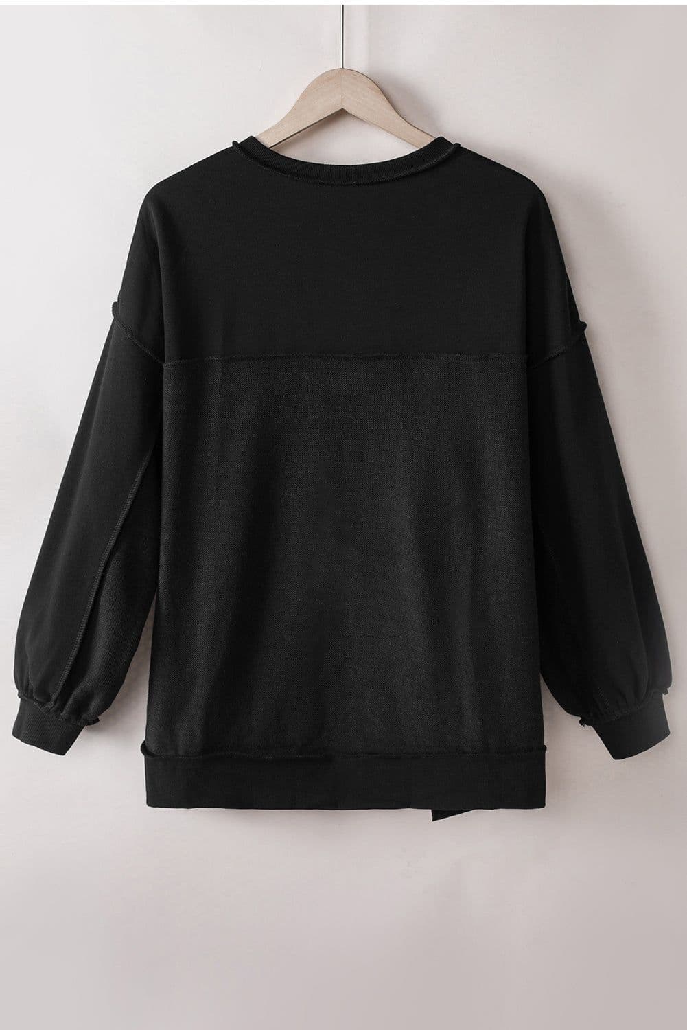 image-Purple Oversized Exposed Seam Henley Sweatshirt