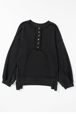 image-Purple Oversized Exposed Seam Henley Sweatshirt