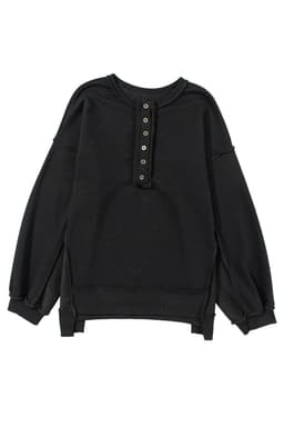 image-Purple Oversized Exposed Seam Henley Sweatshirt