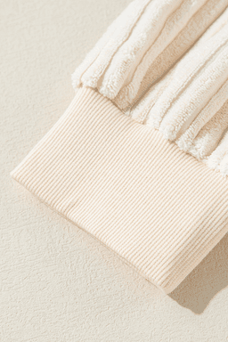 image-Apricot Corduroy Patchwork Drop Shoulder Long Sleeve Sweatshirt
