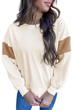 image-Apricot Corduroy Patchwork Drop Shoulder Long Sleeve Sweatshirt